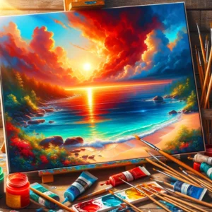 Painting a beautiful Hawaiian sunset